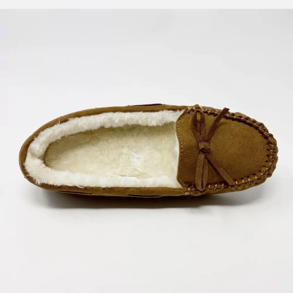 Girls' Cadi Moccasin Slippers Loafers Dark Chestnut Brown Faux Fur- Cat & Jack
